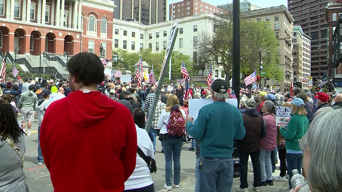 Protest blocks Beacon Street outside Massachusetts State House