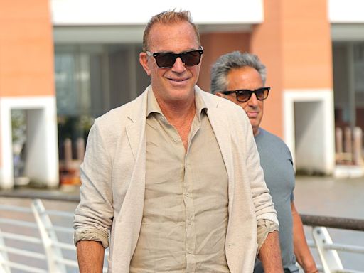 Kevin Costner looks smart as he arrives solo for Venice Film Festival