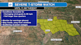 Severe Thunderstorm Watch until 11 a.m. for central Texas.