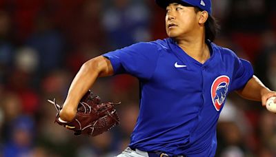 Starting pitcher Shota Imanaga of the Chicago Cubs throws against the Boston Red Sox during the third inning at Fenway Park on Friday, April 26, 2024, in Boston.