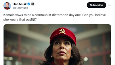 X users play Elon Musk at his own game after he posts AI image of Harris as communist dictator