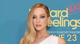 Jennifer Lawrence Wore an Ivory One-Shoulder Gown With a Very High Slit