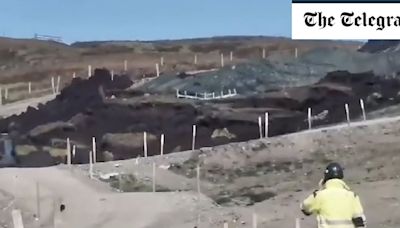 Watch: Landslide brings work at Shetland wind farm to a standstill