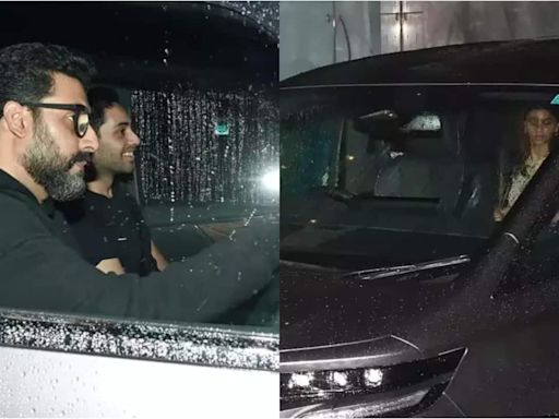 Suhana Khan steps out with rumoured boyfriend Agastya Nanda amid Mumbai's heavy rain, Abhishek Bachchan, Navya Naveli join them