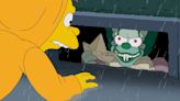 See Barney get chomped by Pennywise Krusty in Simpsons parody of It