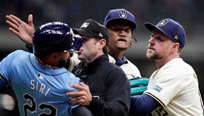 Rays and Brewers get into wild brawl, with Uribe and Siri in the middle of it