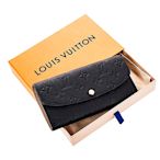 Louis Vuitton LV 路易威登 M62369 EMILIE皮革壓紋釦式長夾(黑色)