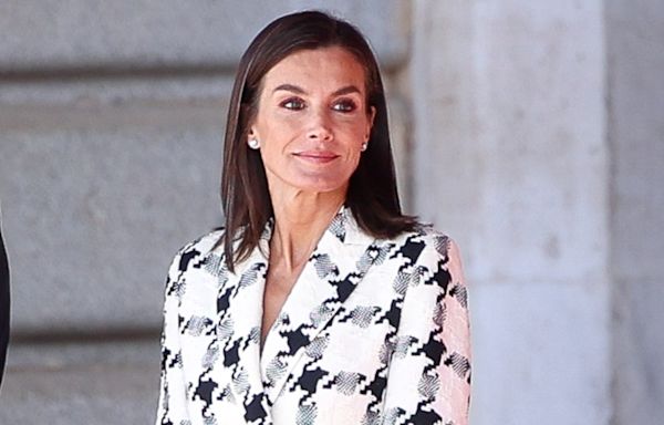Queen Letizia of Spain Updates Power Dressing With Houndstooth Blazer for Royal Palace Event