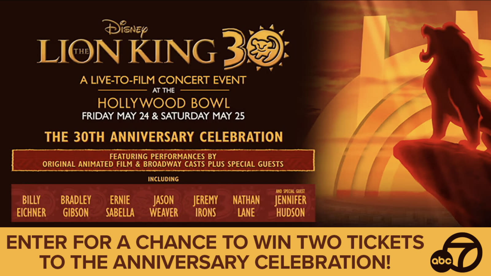 Enter for your chance to win a pair of tickets to The Lion King at the Hollywood Bowl!