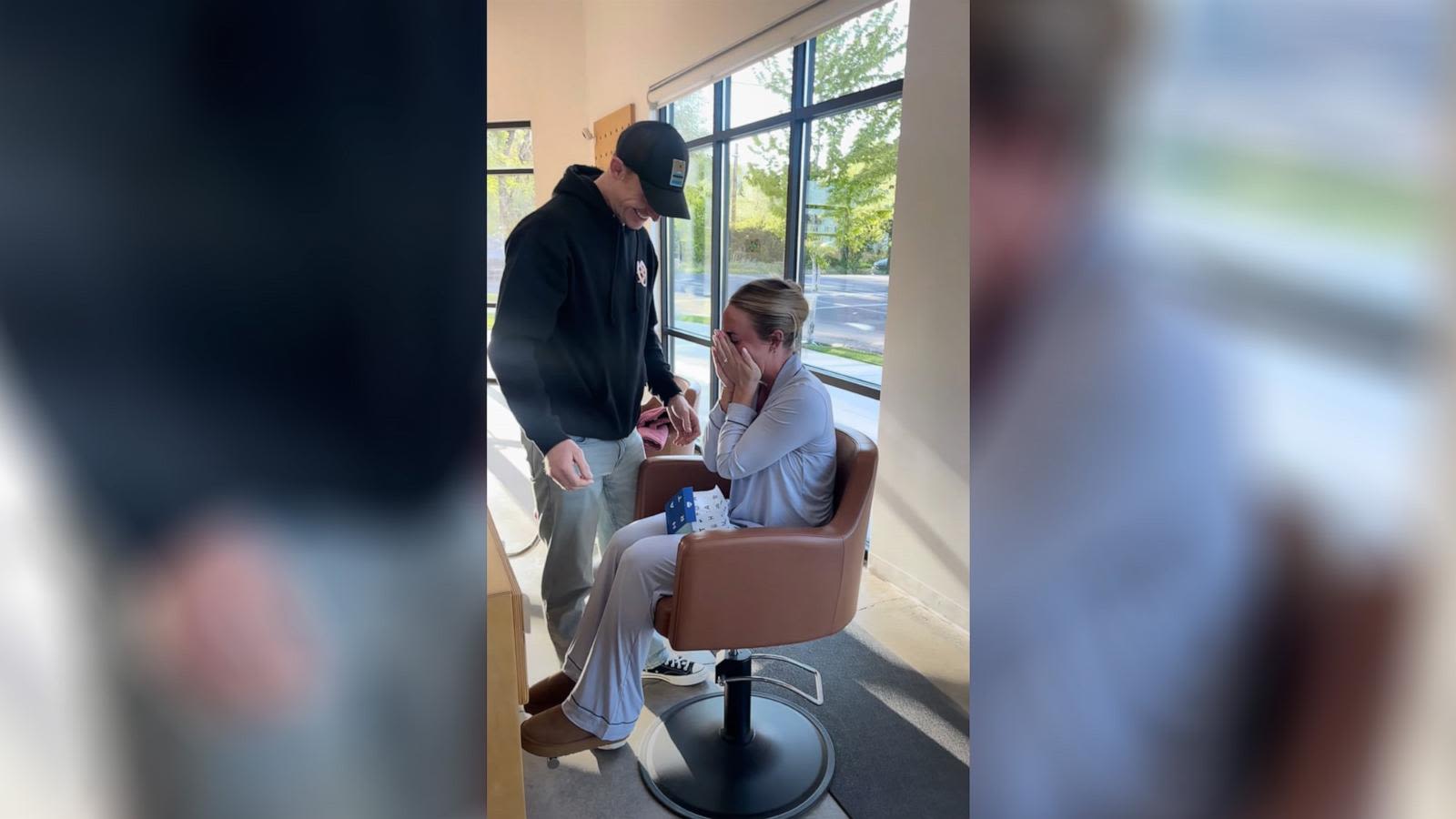 Brother surprises sister on wedding day to walk her down the aisle