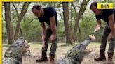 Man feeds giant crocodile with bare hands in terrifying viral video, internet is scared