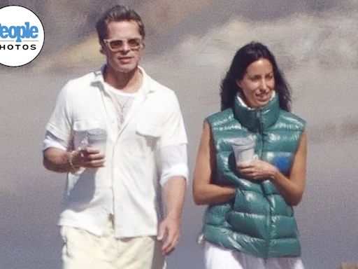 Best Dressed Couple! Brad Pitt and Girlfriend Ines de Ramon Coordinate Their Beach Attire in Layers of Linen