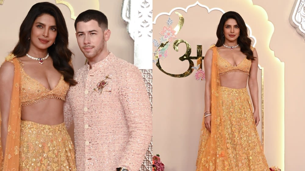 Priyanka Chopra and Nick Jonas Sparkle in Traditional Indian Attire for Anant Ambani and Radhika Merchant’s Wedding in Mumbai