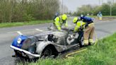 Classic Car Bursts Into Flames On The Road