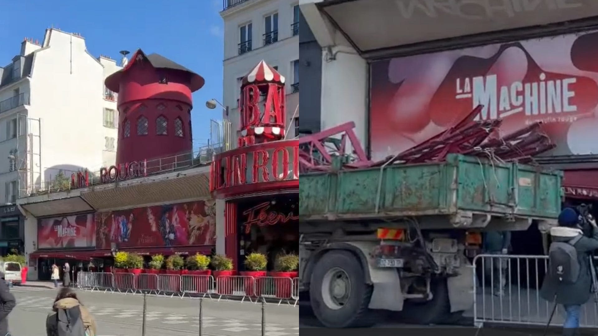 Moulin Rouge windmill sails collapse overnight