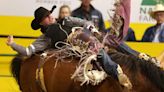 Defending champ Weston Timberman sets the pace in bareback bronc riding at CNFR