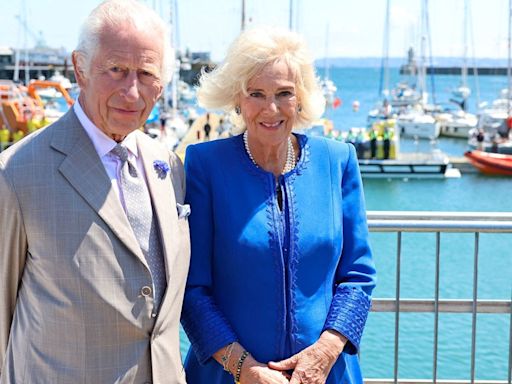 Queen Camilla sports injury on day two of Channel Islands visit with King Charles