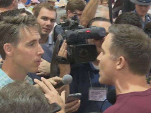 Senator Josh Hawley and Democratic challenger Lucas Kunce spar over debates at Missouri State Fair