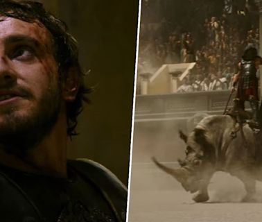 Epic first Gladiator 2 trailer sees Paul Mescal fight Pedro Pascal, a rhino, and a Colosseum full of sharks