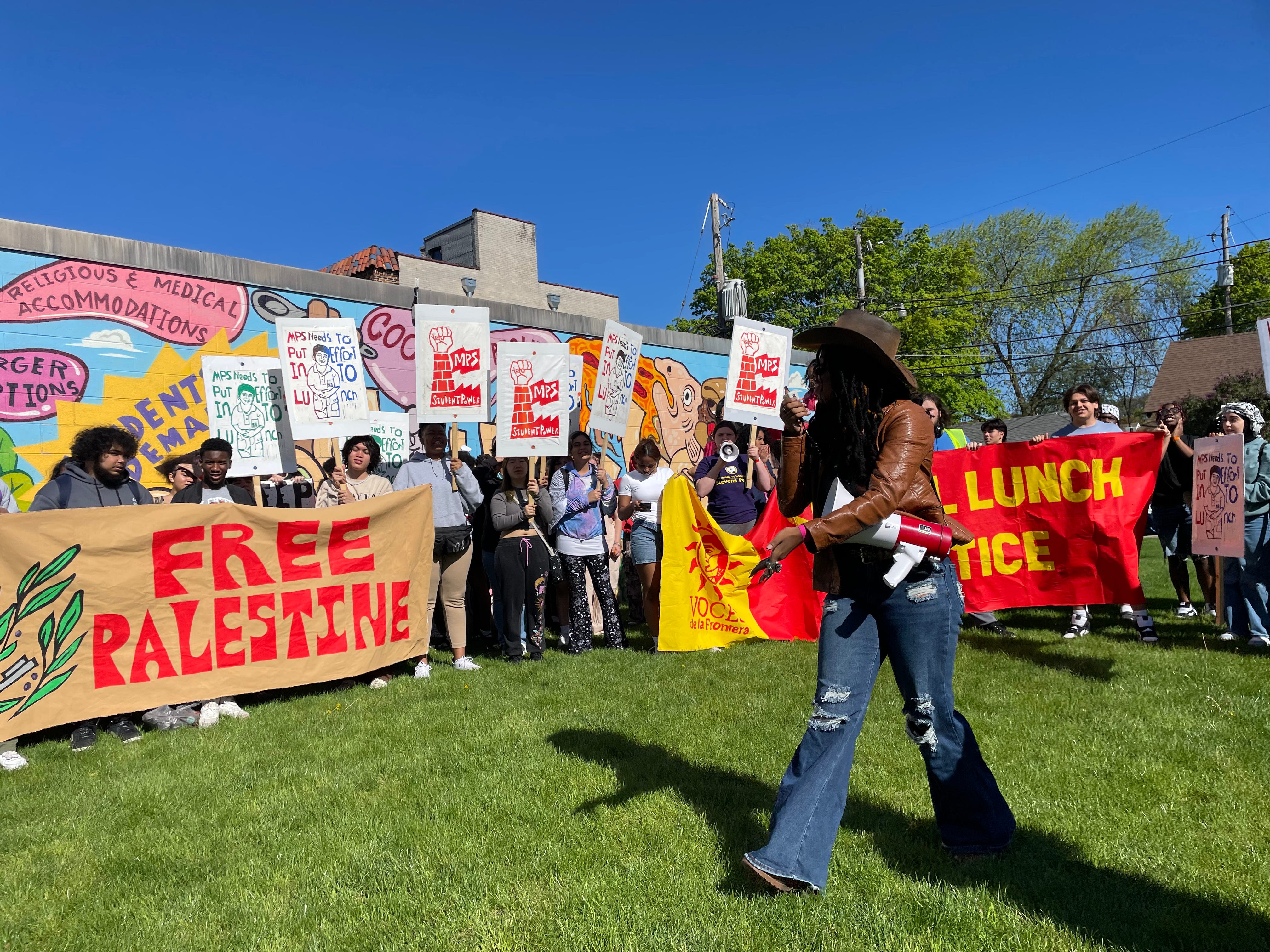 On May Day, MPS students highlight Palestine, school meals and school police