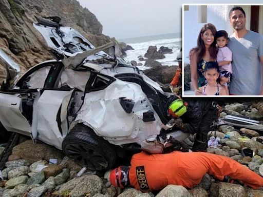 Wife of California doctor who drove Tesla off cliff with family inside speaks in court for first time as kids ask ‘when’s daddy coming home?’
