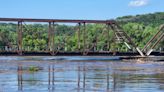 Train bridge in North Sioux City partially collapsed from rising water