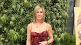 Jennifer Aniston Breaks Her Streak of All-Black Outfits With Fitted Red Floral Dress