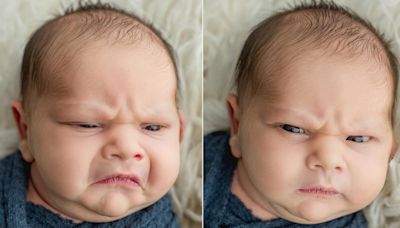 Photographer speaks out after photo shoot of baby with grumpy expression went viral