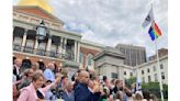 Maura Healey, America’s first lesbian governor, oversees raising of Pride flag at Statehouse