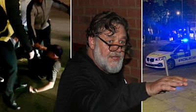 Russell Crowe pictured after being 'forced to flee London gig' over fight