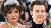 Joan Collins says Harry Styles blocked her from seeing Cher's 2019 Met Gala performance because he wouldn't get down from a table in front of her