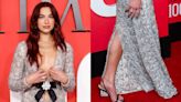 Dua Lipa Flaunts Barely-There Gianvito Rossi Sandals & Deep V Dress at Time100 Gala