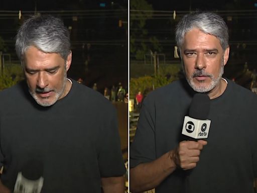 Bonner se emociona em Jornal Nacional interrompido por megafones no RS