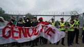 Gaza protesters ‘create own arms embargo’ with blockade outside Thales factory