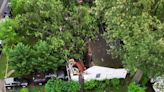 ‘Miracle': Drone footage shows home sliced by tree as tornado cleanup begins in Montgomery County