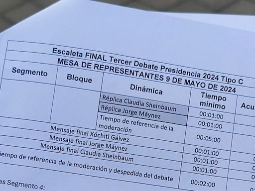 Tercer debate presidencial: Así es la escaleta del último round entre Sheinbaum, Gálvez y Máynez