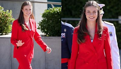 Princess Leonor of Spain Means Business in Fiery-red Carolina Herrera Power Suit for First Official Royal Visit to Portugal