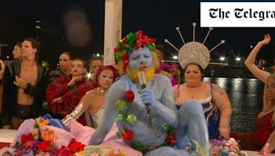 ‘Papa Smurf’ and flaming pianos – strangest moments of Paris Olympics opening ceremony