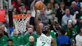 Jaylen Brown on Celtics’ play vs. Hawks, Derrick White’s impact, and how his hand feels