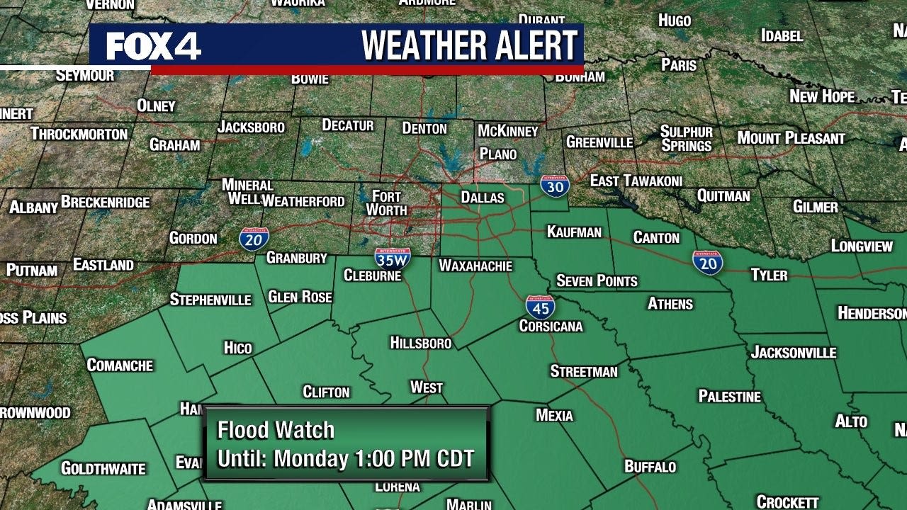 Dallas weather: Flood watch in effect through Monday