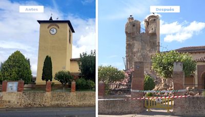 Se desploma la torre de la iglesia de Villaturiel (León) antes de su restauración pese a los avisos de sus vecinos