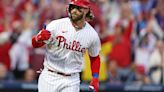 Bryce Harper slugs 2 more homers as Phillies pound Braves 10-2 in Game 3 of NL Division Series