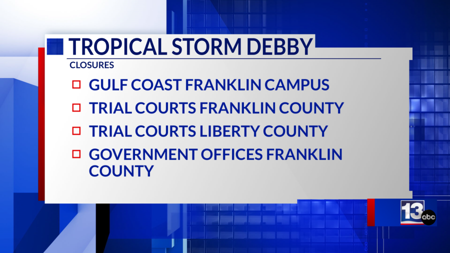 Closures in effect ahead of Tropical Storm Debby