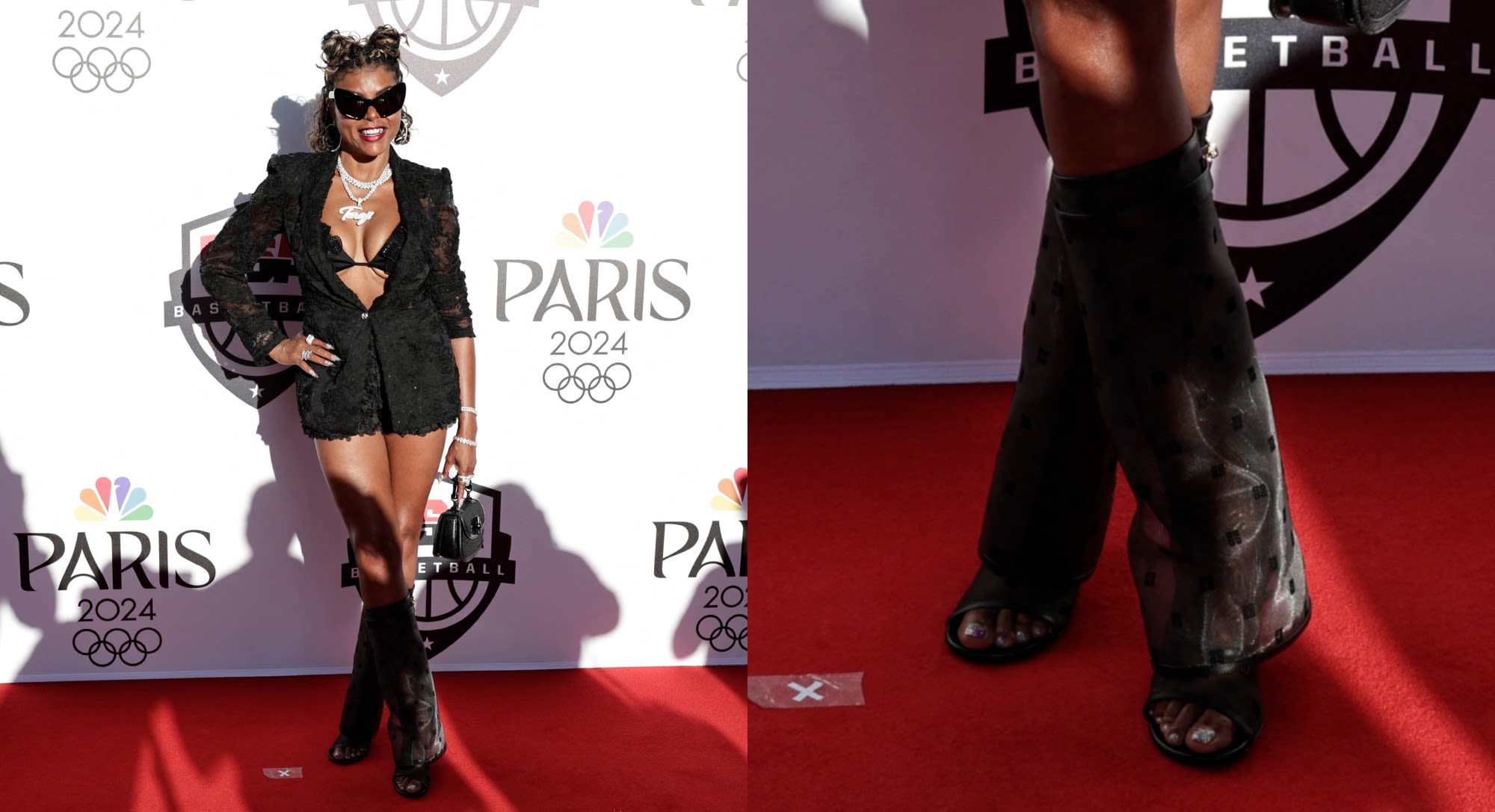 Taraji P. Henson Spotlights French Fashion in Mesh Givenchy Boots for Paris Olympics Basketball Event