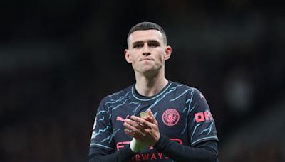 Phil Foden reacts as he's named Premier League Player of the Season