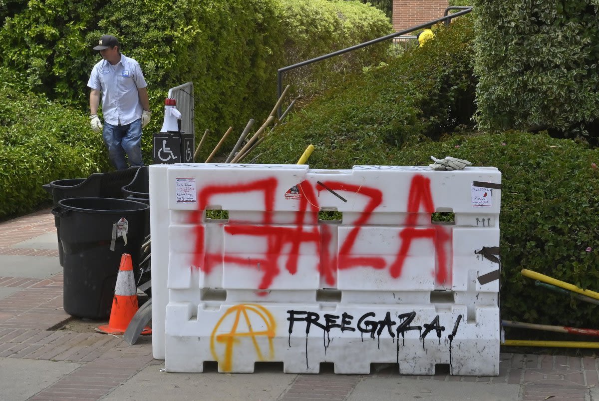 Pro-Palestinian encampment forms in downtown Los Angeles