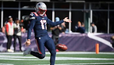 Patriots punter Bryce Baringer playing with Wayland's Liam Gill at State Am golf tourney