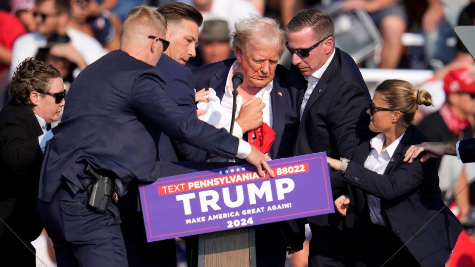 ‘Let me get my shoes’: What was said on stage in the seconds after Trump was shot