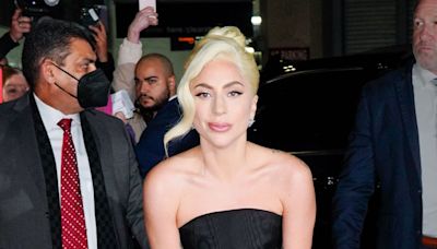 Lady Gaga Is Radiant As a Bridesmaid in a Luminous Pleated Champagne Gown