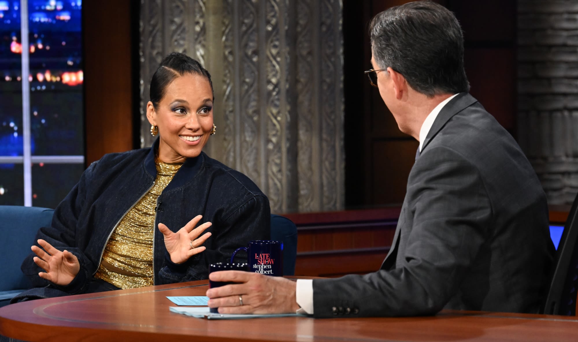 Alicia Keys Elevates NYC Street Style in Shimmering Gold on ‘Late Show With Stephen Colbert’ and Talks ‘Hell’s Kitchen’ Broadway...